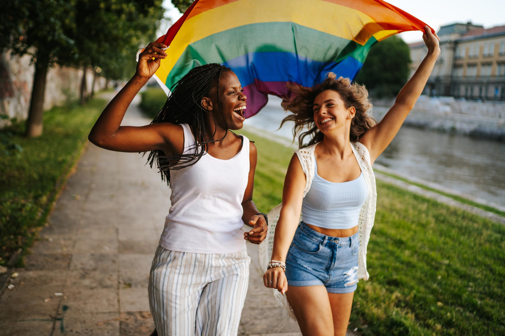 girls with a flag